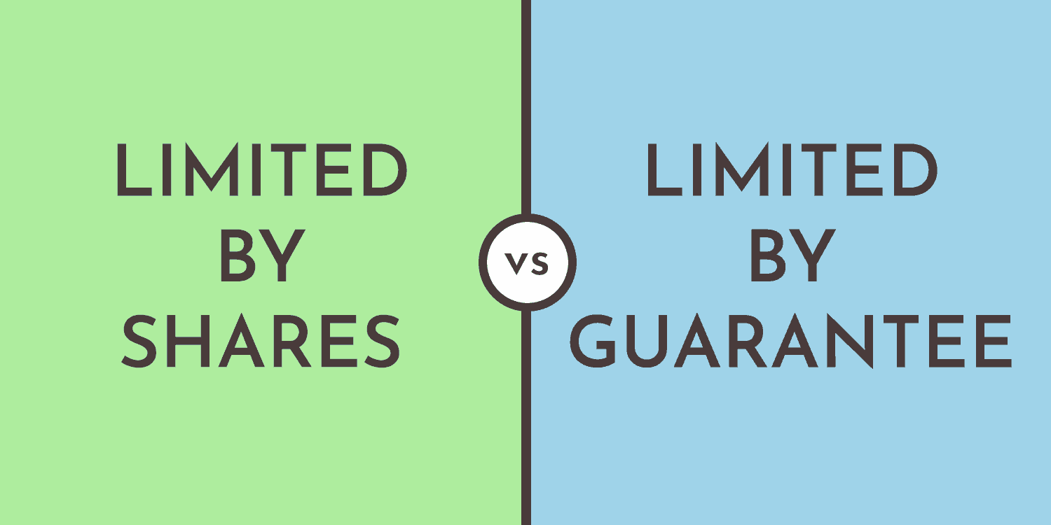 Image displaying the text "Limited by shares vs limited by guarantee".