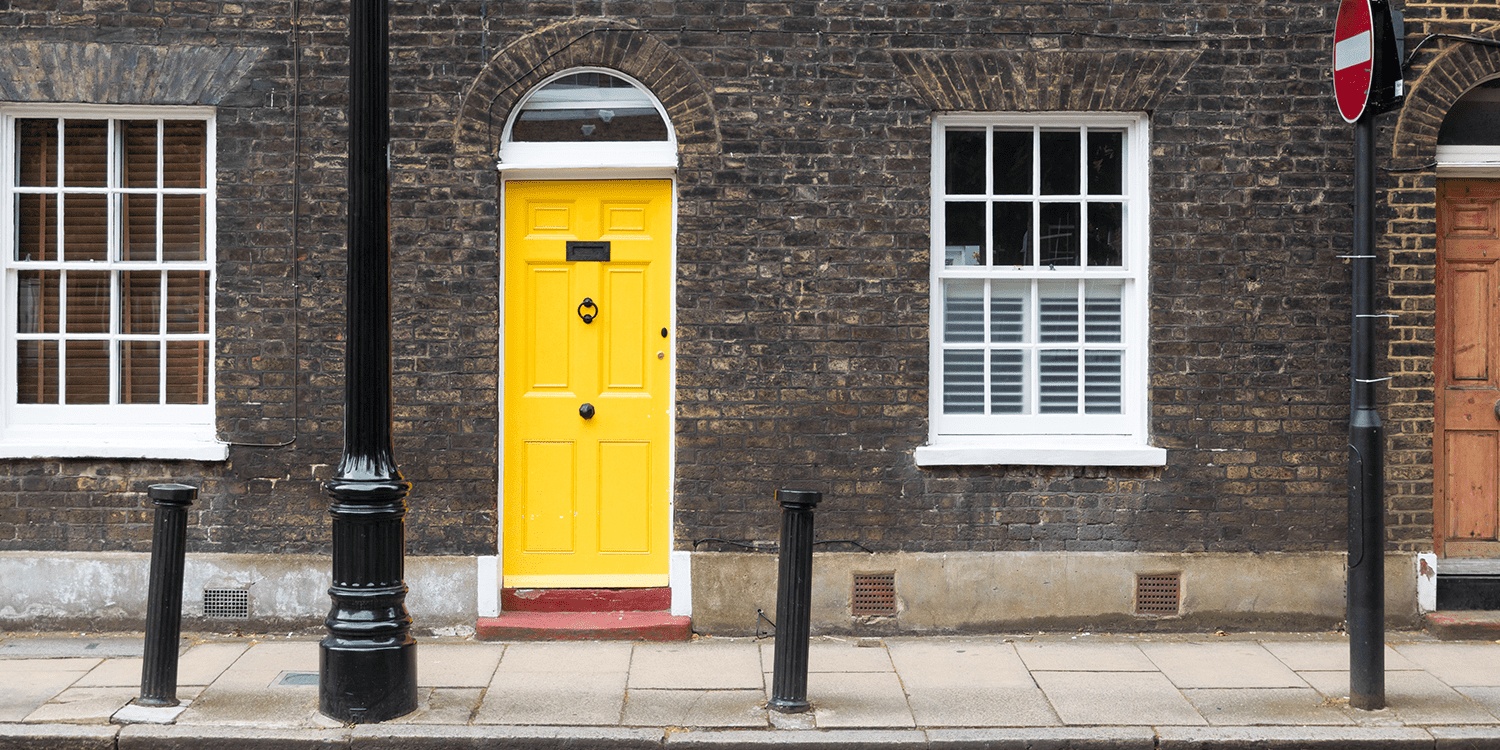 yellow door on the road