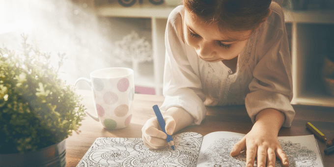 girl painting book