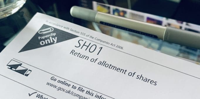 Companies House form SH01 - the Return of Allotment of Shares