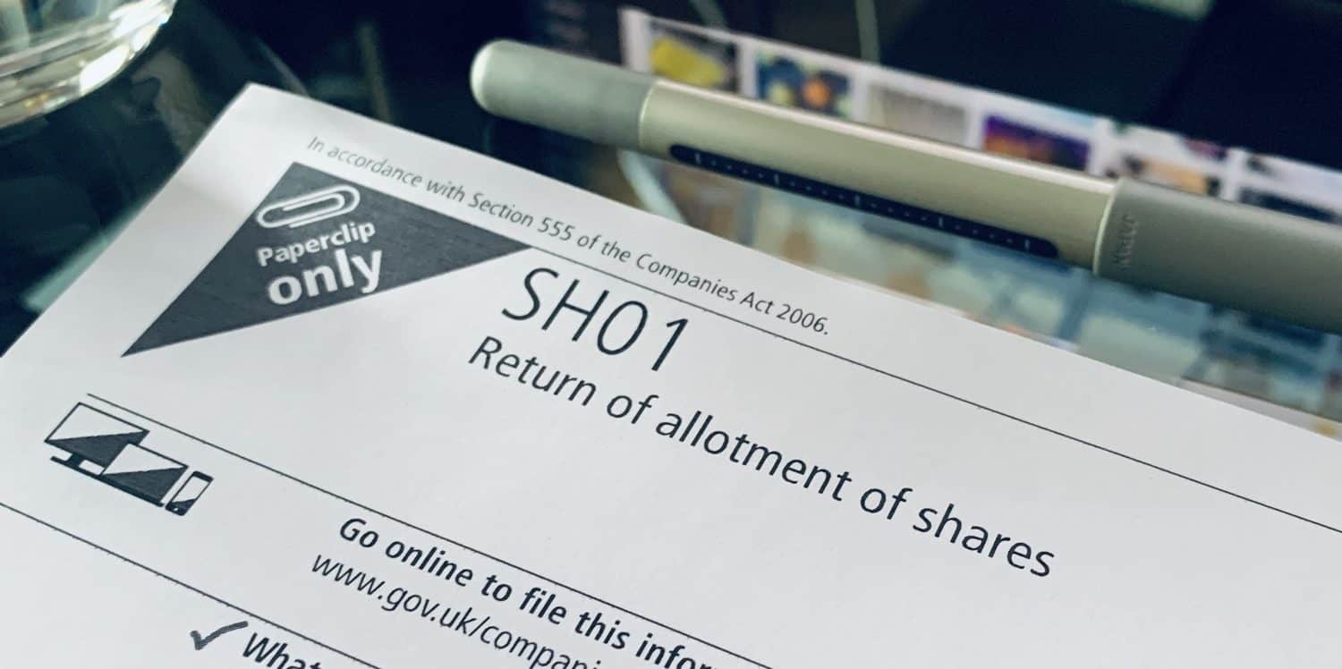 Companies House form SH01 - the Return of Allotment of Shares