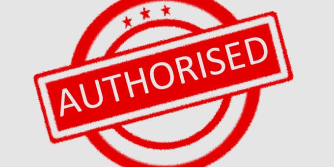 Red 'AUTHORISED' stamp impression on white paper.