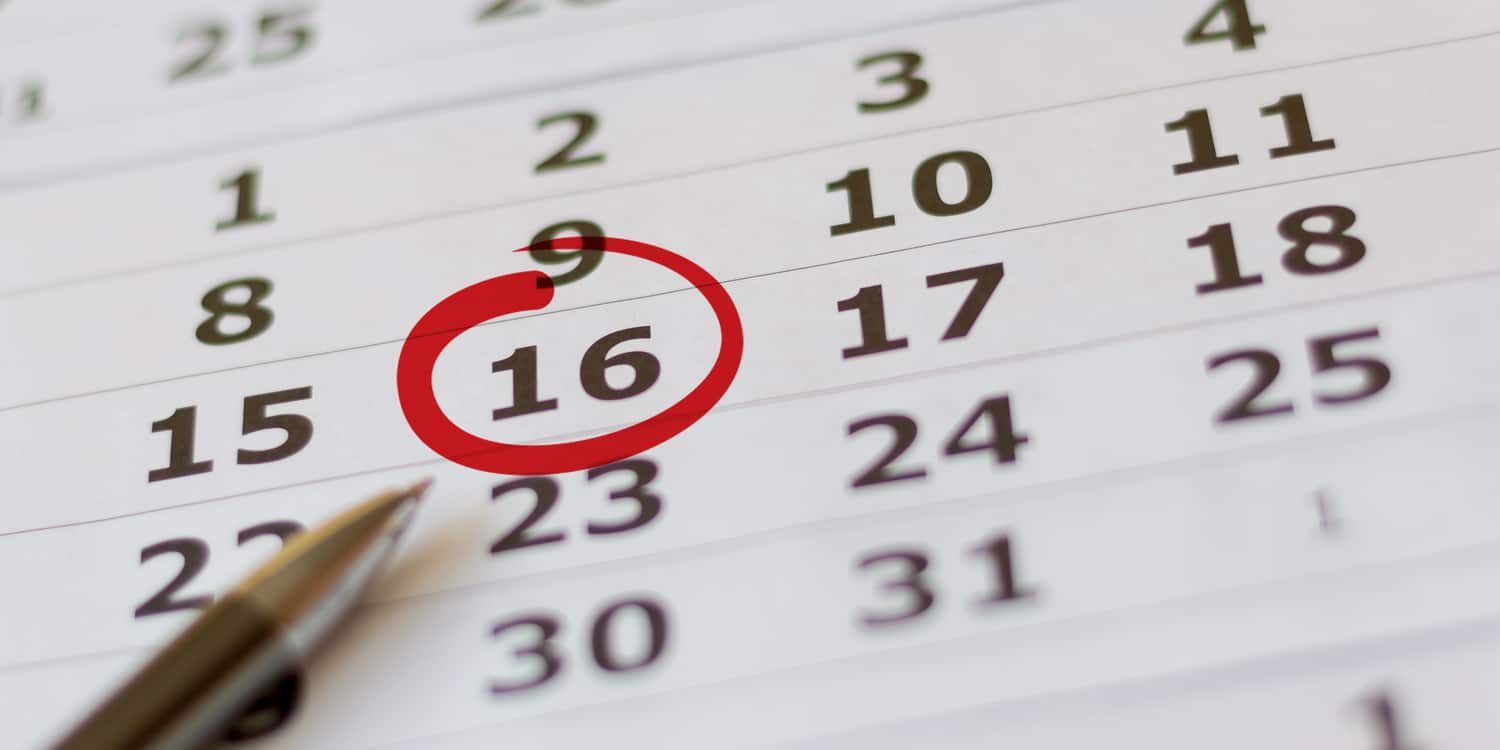 Date on a calendar circled with red pen, illustrating the concept of a limited company's date of incorporation.