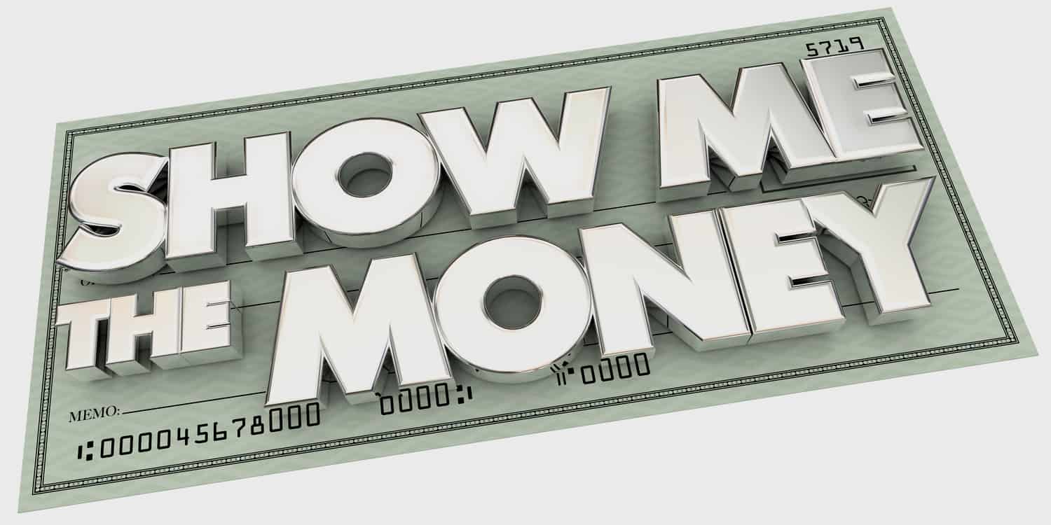 Show Me The Money pay check concept 3D illustration