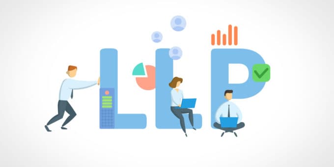 Vector illustration with LLP icons and people. Isolated on white background.