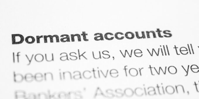'Dormant accounts' headline from an article.