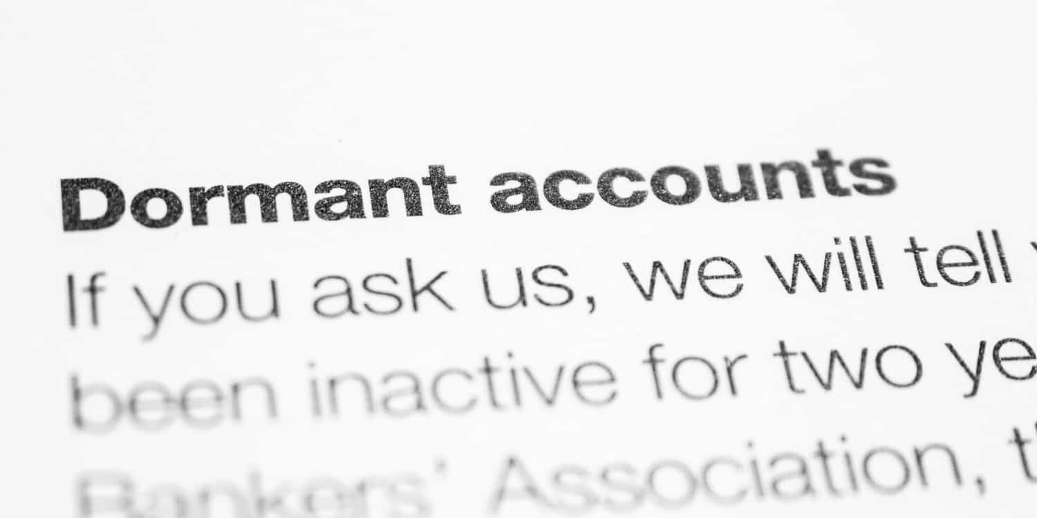 'Dormant accounts' headline from an article.