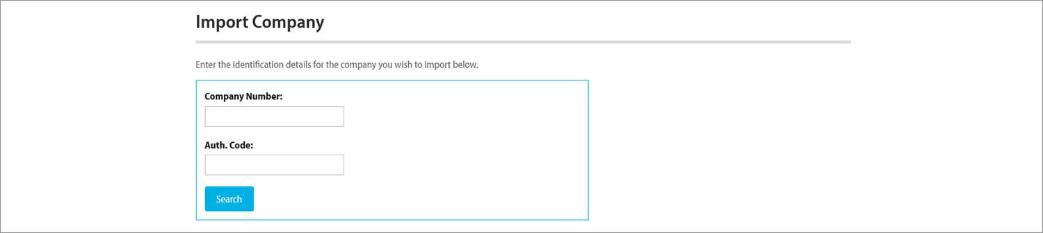 Screenshot of online client portal company import area