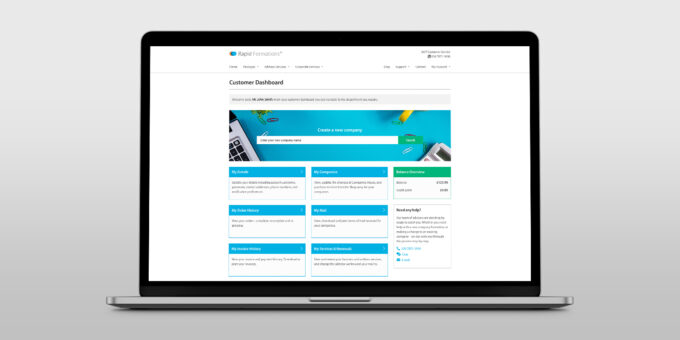 Image of laptop that's displaying the rapid formations online client portal