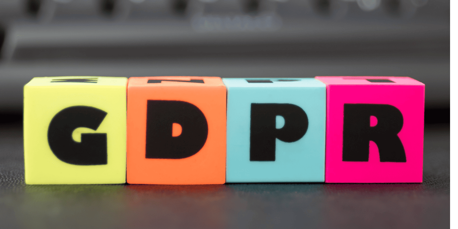 General Data Protection Regulation - letters spelling GDPR on 4 coloured blocks.