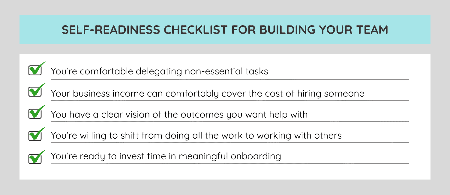 A graphic listing a self-readiness checklist for small business growth, highlighting five key points with checkmarks beside each statement.