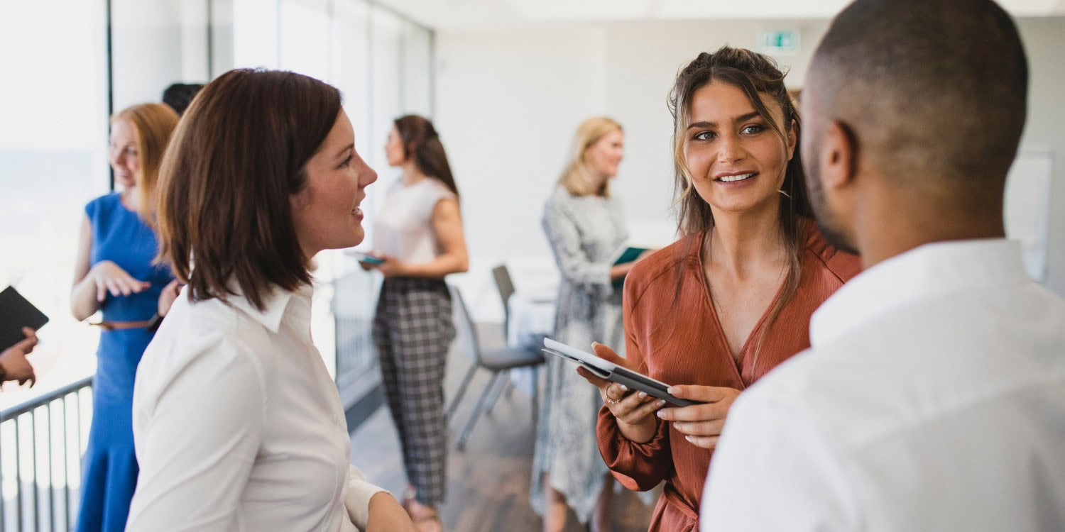 Businesspeople at a networking event.